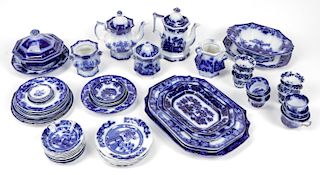 Estate Collection of Antique Ironstone Flow Blue Items