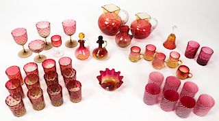Estate Collection of Antique Hobnail Cranberry Glass