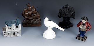 5 Antique Cast Iron Painted Miniature Items