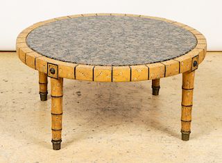 Vintage Low Marble Top Painted Wood Table
