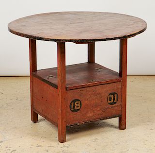 Antique Round Top Hutch Table, Dated 1801