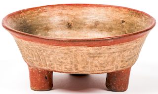 Pre-Columbian Mayan Rattle Leg Tripod Bowl, Mexico
