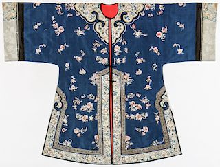 Antique Chinese Silk Embroidered Robe, Qing D