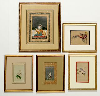 5 Antique Indian or Persian Miniature Paintings