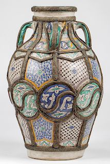Large Old Moroccan Ceramic Urn