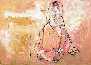 B. Prabha (1933-2001) Painting of a Seated Lady