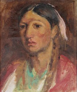 Manner of Nicolai Fechin (Russian, 1881-1955) Native American Portrait
