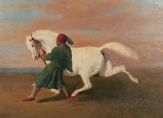Oil Painting of a Man with Horse
