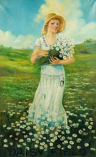 Daisy Field, Oil on Canvas, C. 1920's