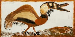 Jimmy Lee Sudduth (1910-2007) Bird Painting