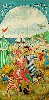 Leonard Pytlak (American, 1910-1998) Early Beach Scene Mural