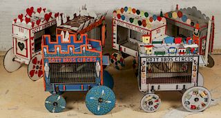 Train of 6 Doty Circus Hand-Painted Caravan Cars 