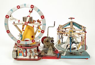 American Folk Art Ferris Wheel and Merry Go Round