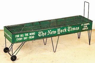 Old New York Times Painted Metal Display Stand