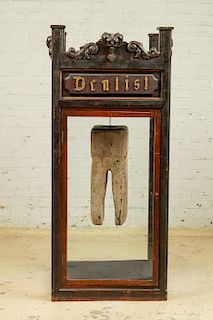 Antique Dentist Hanging Tooth Trade Sign Display Case