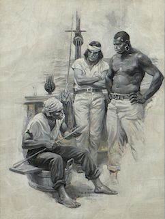 Anton Otto Fischer (German, 1882-1962) Original Moby Dick Illustration Painting