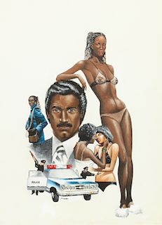 Original Sexy Book Cover Painting, "Cadillac Square"