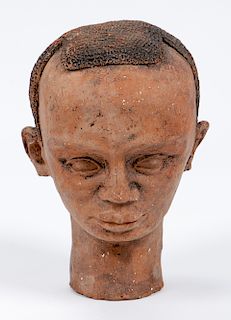 Old Terra Cotta Head of a Young Black Man