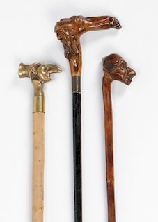 3 Anti-Semitic Walking Canes, Late 19th/Early 20th C
