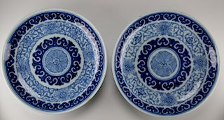 (2) 18th C. Chinese Porcelain Blue/White Dishes
