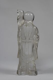 Finely Carved Chinese Rock Crystal Lohan Figure