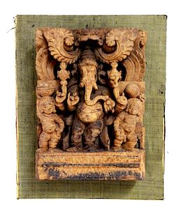 19th C. Architectural Panel w/ Ganesha