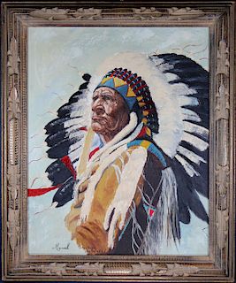 Signed, Painting of "Chief Eagle Seelatsee"