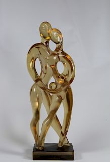 Mid Century Modern Acrylic Figural Statue on Stand