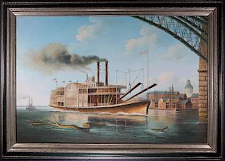 John Cox, "St. Louis" Steamwheeler Painting