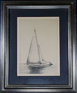 Manner of Edward Hopper, Yachting Scene Etching