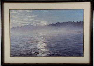 C. Carmichael, Watercolor of a Lake at Dusk
