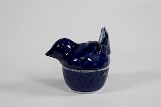 Glazed Porcelain Bird Form Canister