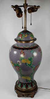 Chinese Cloisonne Style Urn Form Lamp