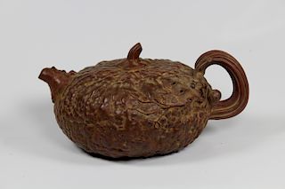 Chinese, Carved Clay Teapot