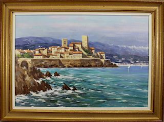 Italian School, 20th C. Coastal Painting. Signed