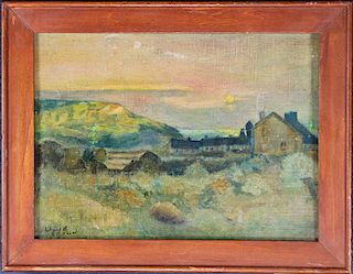 Signed, 20th C. Painting of Farm in a Landscape