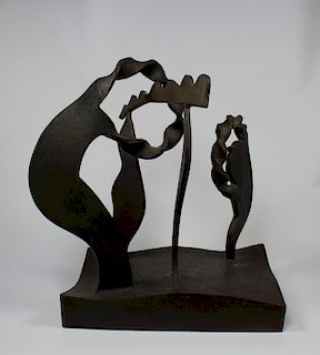 M. Cain, Signed Bronze Surrealist Figural Group