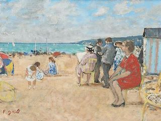 Francois Gall, (Hungarian, 1912-1987), Beach Scene with Figures