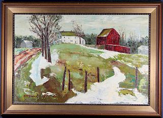 Mcginniss, Signed Painting of Midwestern Farmhouse