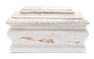 A Continental White-Painted Terra Cotta Casket Height 7 x width 14 x depth 9 inches.