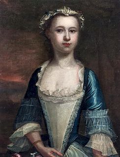 Artist Unknown, (American, 19th Century), Portrait of a Lady in a Blue Dress
