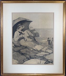 American School, Woman Resting at the Beach