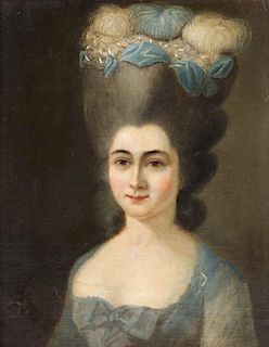 Artist Unknown, (French, 19th Century), Portrait of a Lady with Plumes in her Hair