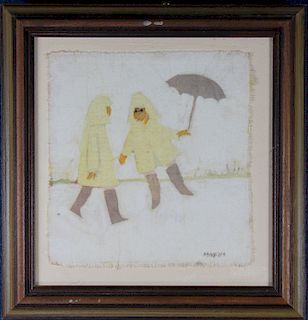 M. Wells, Collage of Two Figures with Umbrella