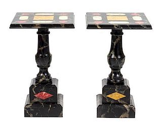 A Pair of Faux Painted Side Tables Height 28 x 17 1/2 x 17 1/2 inches.