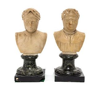 Two Italian Marble Busts Height of first 10 inches.