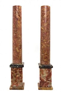 A Pair of Continental Marble Columns Height 28 inches.
