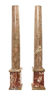 A Pair of Continental Marble Columns Height 33 inches.