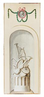 Artist Unknown, (French, 19th Century), Trompe l'oeil with Musical Trophy in an Alcove
