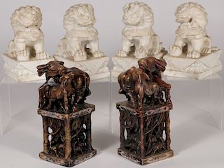 SIX CHINESE HARDSTONE CARVED SCULPTURES